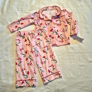 Carter's girls size 18 months pink Santa pajamas button up, NWT